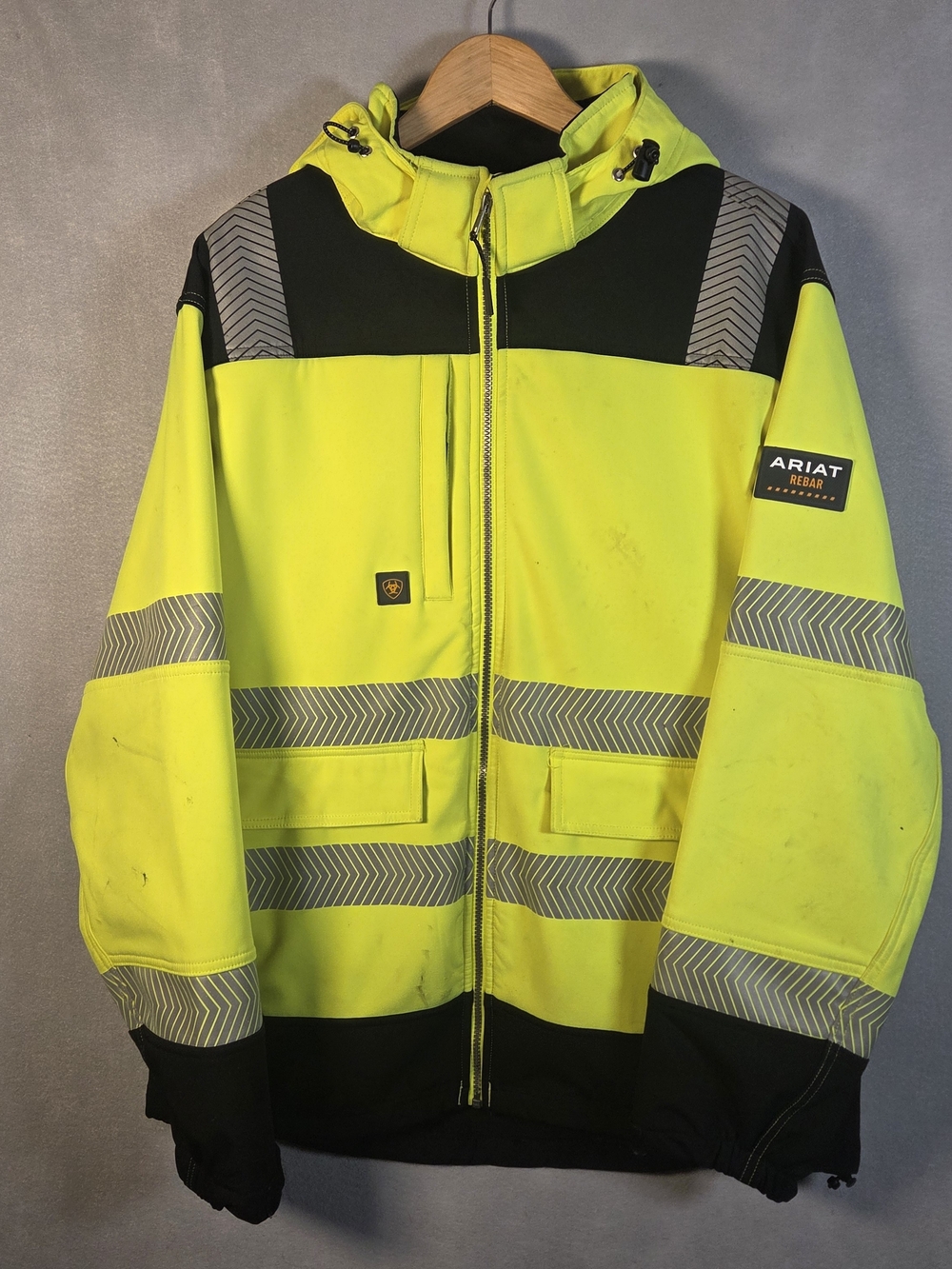 Ariat Men's Rebar Hi-Vis Softshell Jacket in high-visibility yellow